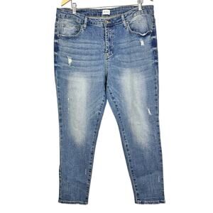 Special A Distressed Medium Wash High Rise Skinny Jeans Size 2XL